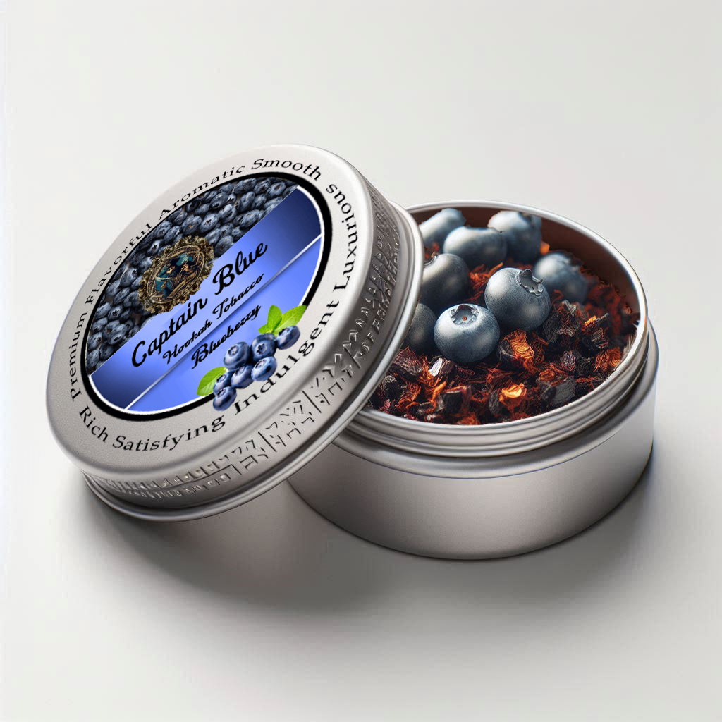 Captain Blue organic hookah tobacco in elegant packaging